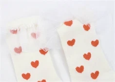 Mini Rodini white heart frill strømper (2-pak)